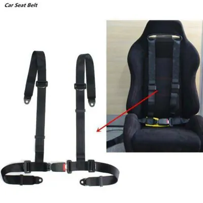 4 Point Black Car Racing Bucket Seat Belt Harness Adjustable Universal Design UK • £14.29