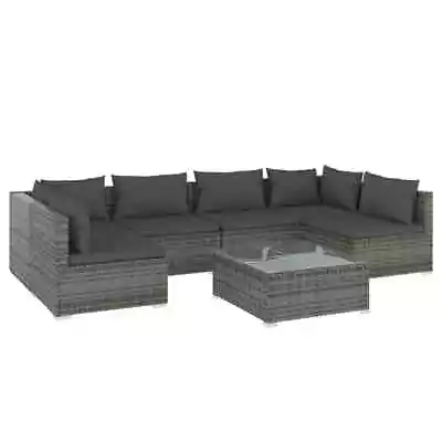 7-Piece Outdoor Sofa Set Garden Patio Cushions Lounge Furniture Rattan Grey • $875.75