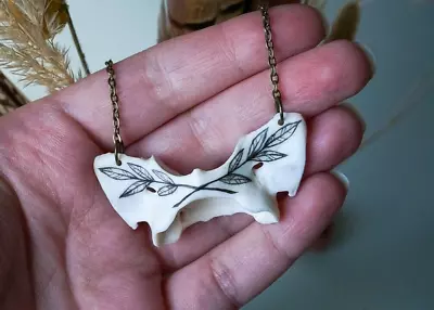 Hand-painted Red Fox Atlas Vertebrae Necklace • $45