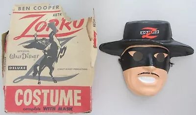 VINTAGE 1950s BEN COOPER ZORRO HALLOWEEN COSTUME MASK W/PARTIAL BOX LID #233~VG • $44.99