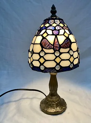 £49.99 • Buy 12  Vintage Tiffany Style Art Nouveau / Deco Jeweled Stained Glass Table Lamp
