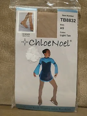 ChloeNoel TB8832 Over The Boot Ice Skating Tights With Buckles Light Tan Sz AS • £28.19