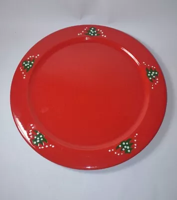 Red Waechtersbach Christmas Tree Plate West Germany Round 12  Tray Vintage  • $31.99