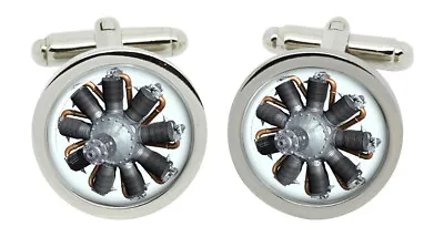 Le Rhone Rotary Aircraft Engine Cufflinks In Chrome Box • $69.58