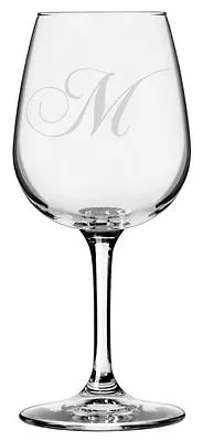 Chopin Script Font - Etched Monogram All Purpose 12.75oz Libbey Wine Glass • $24.99