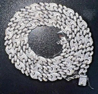 Moissanite Real Miami Cuban Mariner Link Chain Iced Hip Hop 925 Silver Necklace • $422.99