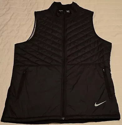 Nike Vest Mens XL Aerolayer Full-Zip Black Thermal Running Jacket CJ5478-010 EUC • $54.99