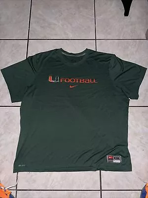 Nike Team X NCAA X Miami Hurricanes Football Mens T Shirt Sz 2XL Green Used • $35.98