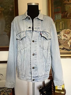 Vintage Levi’s 80s Denim Trucker Jacket Small Pale Stone Wash • £30