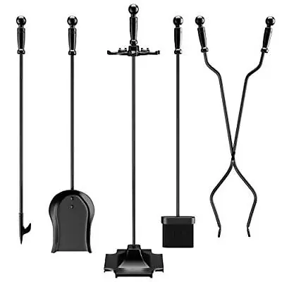 $55.29 • Buy 5 PCS Fireplace Tools Set Wrought Iron Fire Place Accessories Tools Holder With