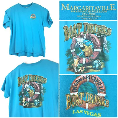 Margaritaville Mens XL (50 In Chest) Blue Las Vegas Parrot Cotton Graphic Tee • $17.64