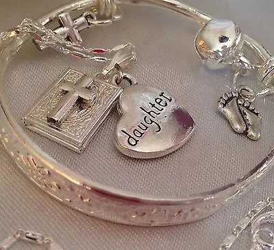 Daughter/925 Bangle & Cross Locket&tiny Toes//in A Box • £10.99