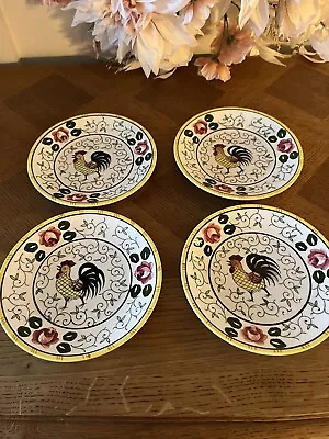 UCAGCO Rooster And Roses  Early Provincial 6 1/4” Dessert Plates Lot Of 4 • $40