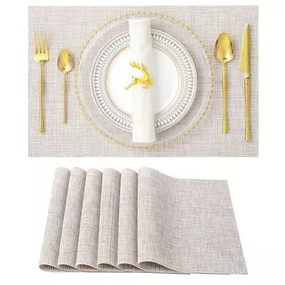 Placemats Set Of 6 Washable Indoor/Outdoor Vinyl Place Mats For Dining Table • $12.45