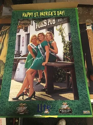 Vintage 1999 St. Patrick's Day Miss Ireland Miller Beer Poster Blondes Man Cave • $14.99