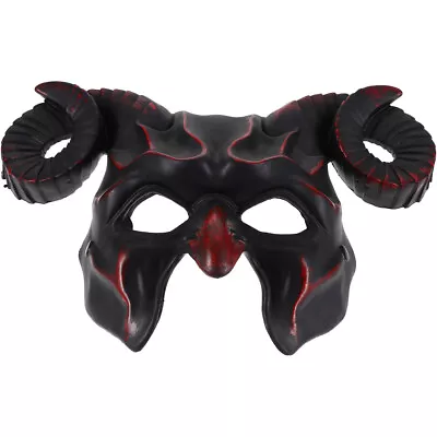 Halloween Demon Mask Scary Half Face Ram Horn Devil Cosplay Costume-Dark Red • $24.87