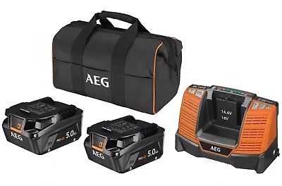 £236.02 • Buy AEG Set LL1850SH Complete Set Kit Chargers 18V +2 Battery 5.0 Ha + Bag