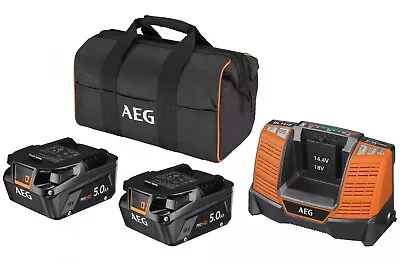 £236.02 • Buy AEG Set LL1850SH Complete Set Kit Chargers 18V +2 Battery 5.0 Ha + Bag