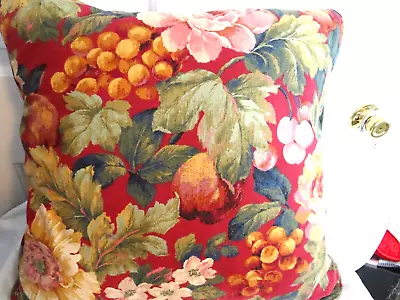 VTG  FLORAL 22  SQUARE THROW PILLOWS (2) ROSES/GRAPES- Cottage Farmhouse-EUC • $24