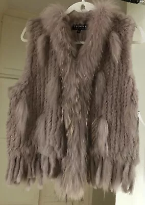 Oakwood Luxury Natural Racoon/Fox & Rabbit Fur AMETHYST Women Vest  Size 3 US M • £86.85