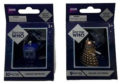 Doctor Who Diecast Metal Keyrings 1.5  Dalek & Tardis 9th & 10th Doctors BBC New • £9.99