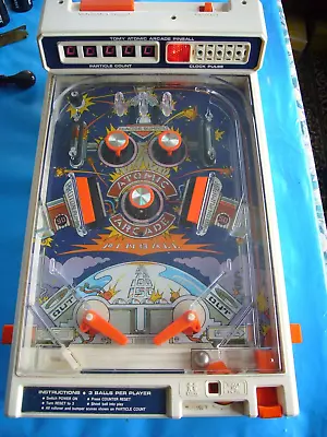 £23 • Buy 1979 Tomy Atomic Arcade Pin Ball Machine Game With Box + Original Legs. WORKING