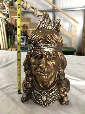 Vintage Universal Statuary Corp. #320 1966 Bust  Indian Brave With Feather NICE! • $24.99