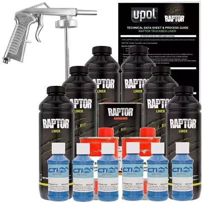 U-POL Raptor Dark Blue Urethane Spray-On Truck Bed Liner W/Free Spray Gun 6L • $278.73