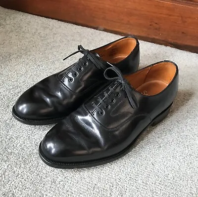 £19.99 • Buy Size 7 Sanders Made In England 100% Leather Black Dress Shoes. Good Condition.