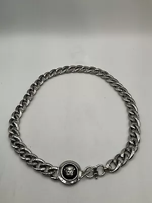 VERSACE Mens Silver MEDUSA Thick Chain 24 In Black Accent Bought At Versace • $699.99