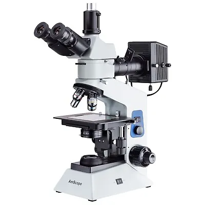 AmScope 40-500X Trinocular 2-light Polarized Metallurgical Microscope Photo Port • $1536.31