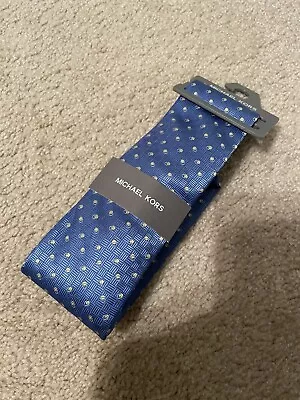 $70 Michael Kors Silk Neck Tie Blue With Yellow Dots • $19.95