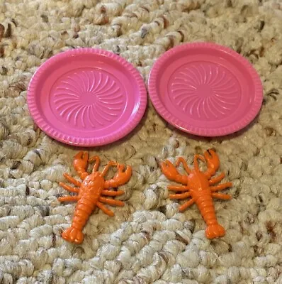Barbie Piano Lounge Lobsters And Pink Plates Vintage • $10.50