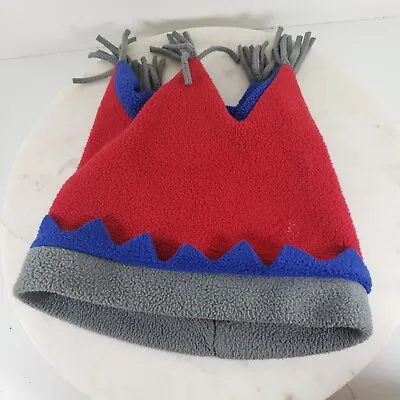 Jester Hat Fleece Cap Lands' End Aircore Polartec Medium Red Gray Blue USA Vtg • $18.99