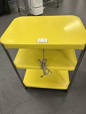 $150 • Buy Vintage MCM Costco 3 Tier Yellow Shelf Chrome Handled Metal Utility Cart Retro