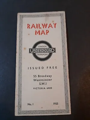 1935 London Underground Transport Railway Map No. 1 Harry Beck Tube Map • £150