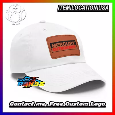 New Item!! MERCURY OUTBOARDS Logo Hat With Leather Patch White • $28.50