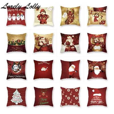 £2.59 • Buy 18  Merry Christmas Santa Claus Cushion Cover Pillow Case Sofa Home Xmas Decor