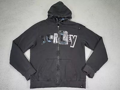 Hurley Hoodie Mens Medium Black Long Sleeve Reversible Full Zip Y2K Surf Skate • $18.88