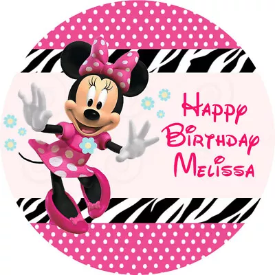 MINNIE MOUSE Zebra Edible Cake Topper Party Image  • $13.50