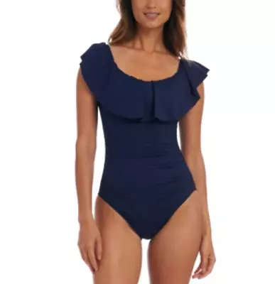 La Blanca $130 Off The Shoulder Tummy Control One Piece Swimsuit Indigo Size 12 • $60