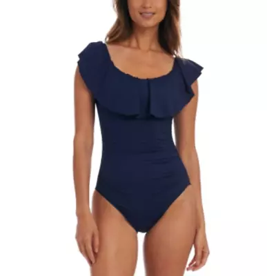 La Blanca $130 Off The Shoulder Tummy Control One Piece Swimsuit Indigo Size 6 • $60