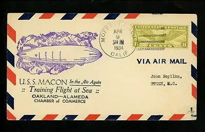 US Postal History Zeppelin Oakland USS Macon Planty / Mellone # 4/9/34-10.5 CA • $34.99