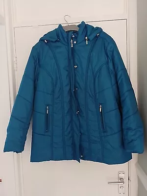 Women's Damart Blue Lightly Padded Jacket/Coat With Hood Size UK 22/24 • £5