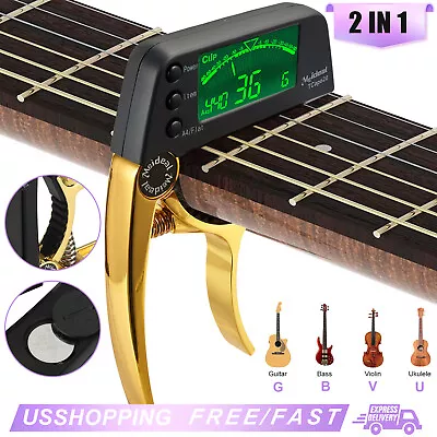 LCD Clip-On Chromatic Acoustic Electric Guitar Bass Ukulele Banjo Violin Tuner • $14.98
