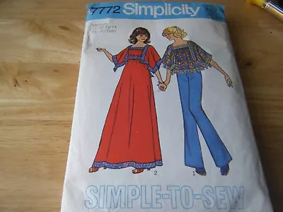 Vintage Sewing Pattern Girls Top / Maxi Dress 11-14 Yrs Simplicity 7772 1970's • £2.99