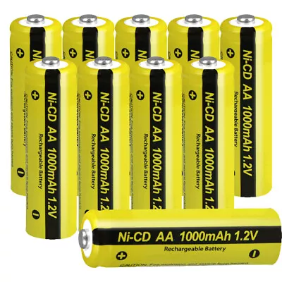 10x AA Rechargeable Batteries 1.2V NiCd 1000mAh For Garden Solar Ni-Cd Lamp • $13.99