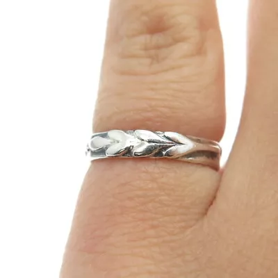 925 Sterling Silver Vintage Laurel Leaf Caesar Crown Band Ring Size 4.25 • $22.95