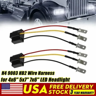 $7.39 • Buy 2x H4 9003 HB2 Wire Harness 4x6'' 5x7'' 7x6'' Headlight Connector Adapter Socket
