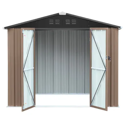 £169.95 • Buy Large Garden Garage Storage Shed Steel Frame Waterproof UV-Resistant-Brown Metal
